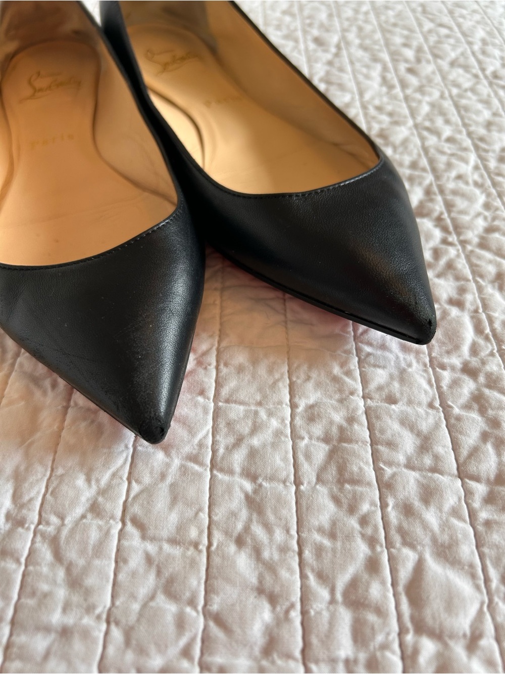 Christian Louboutin Ballala iconic pointy black leather flats. - Picture 3 of 9